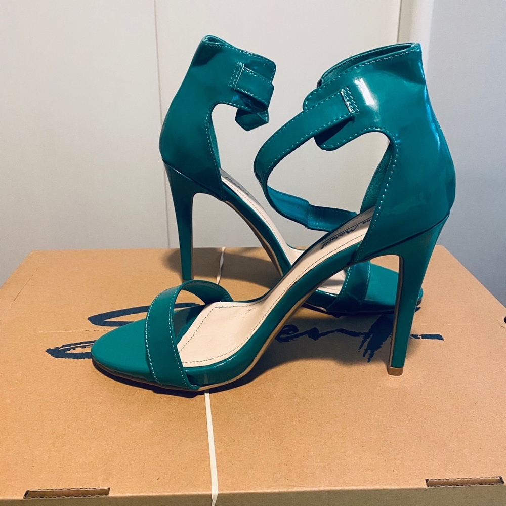 Green strappy heels